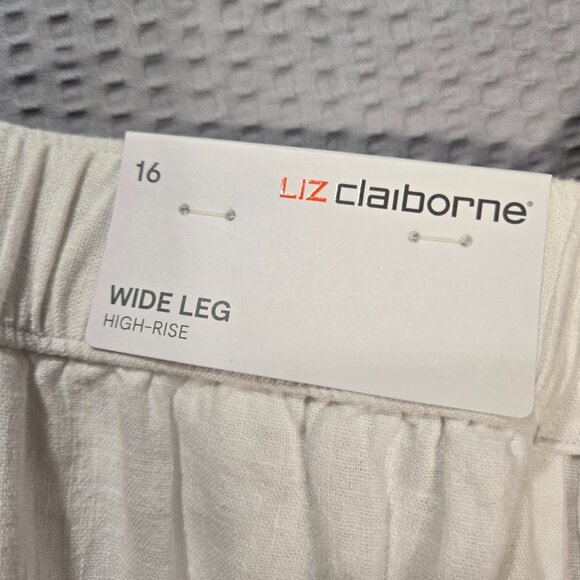 Liz Claiborne Women's NWT Linen Blend Wide Leg Fully Lined High Rise Pants - Picture 5 of 11